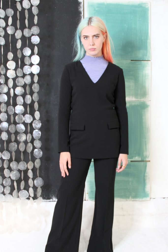 Blazertuniek met palazzo-pantalon, retro broekpak