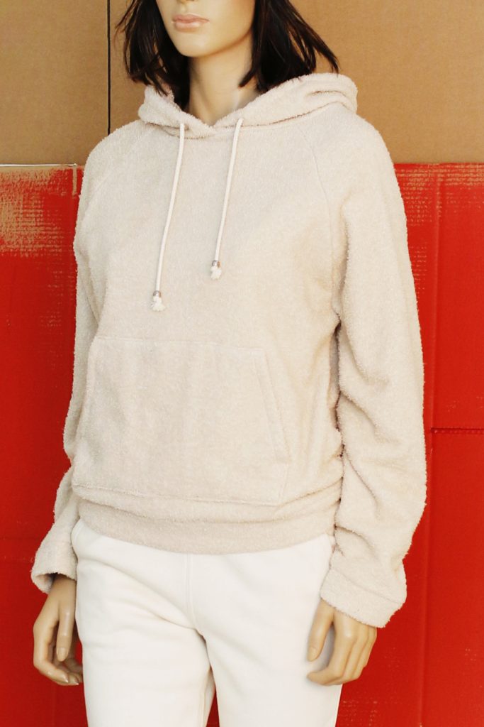 Hoodie korte versie, van badstof ( handdoek-kwaliteit)