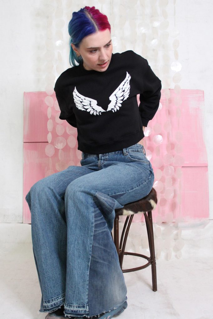 Cropped sweater met Angelwing of vleugel print